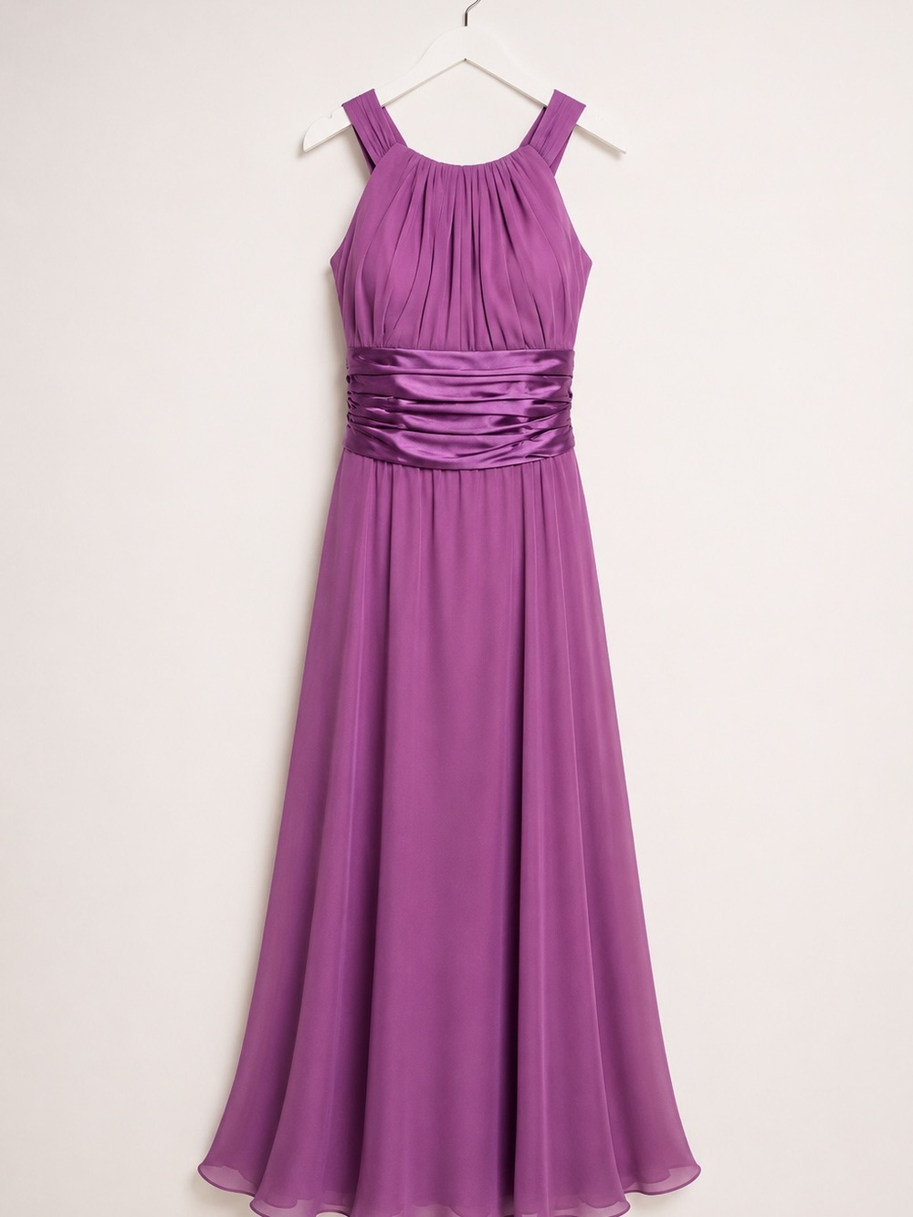 David’s Bridal Lilac Chiffon Formal Gown Draped Back Tie Dress 18 - Picture 4 of 13
